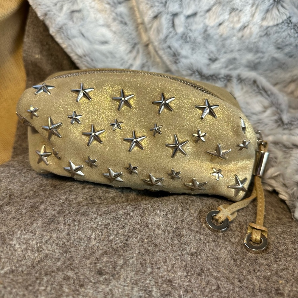 Jimmy Choo Gold Star-Studded Women's pouch with tassels. $250 RARE